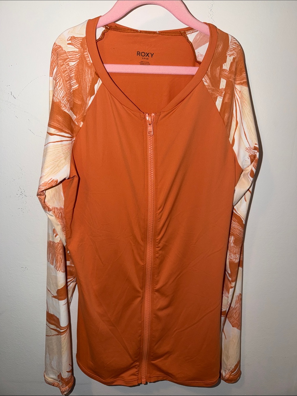Roxy Orange Full Zip Front Rashguard